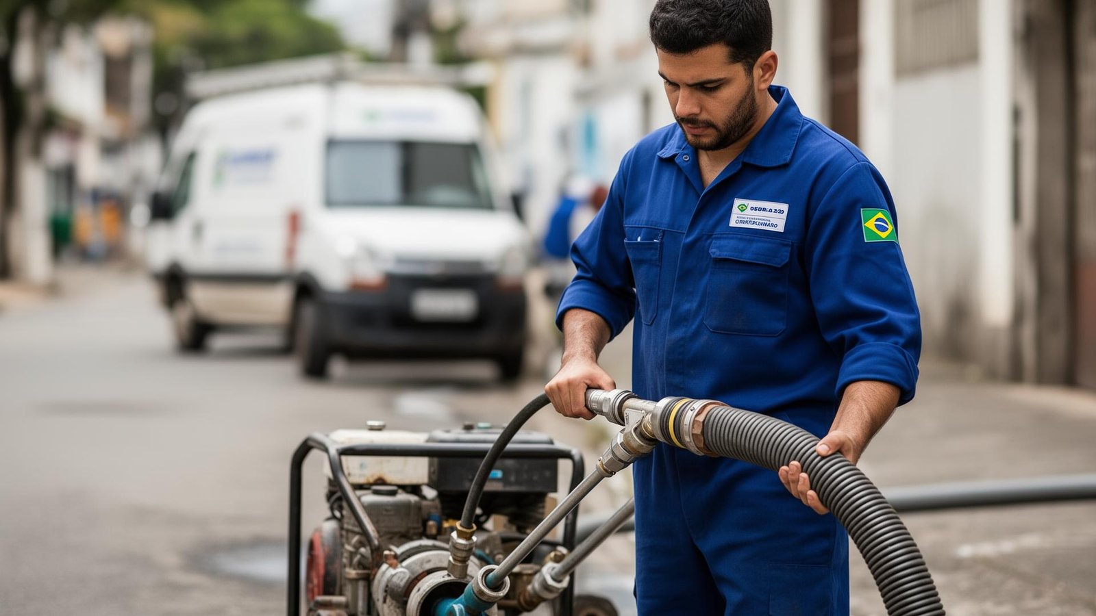 Desentupidora em Grajaú - profissional realizando desentupimento